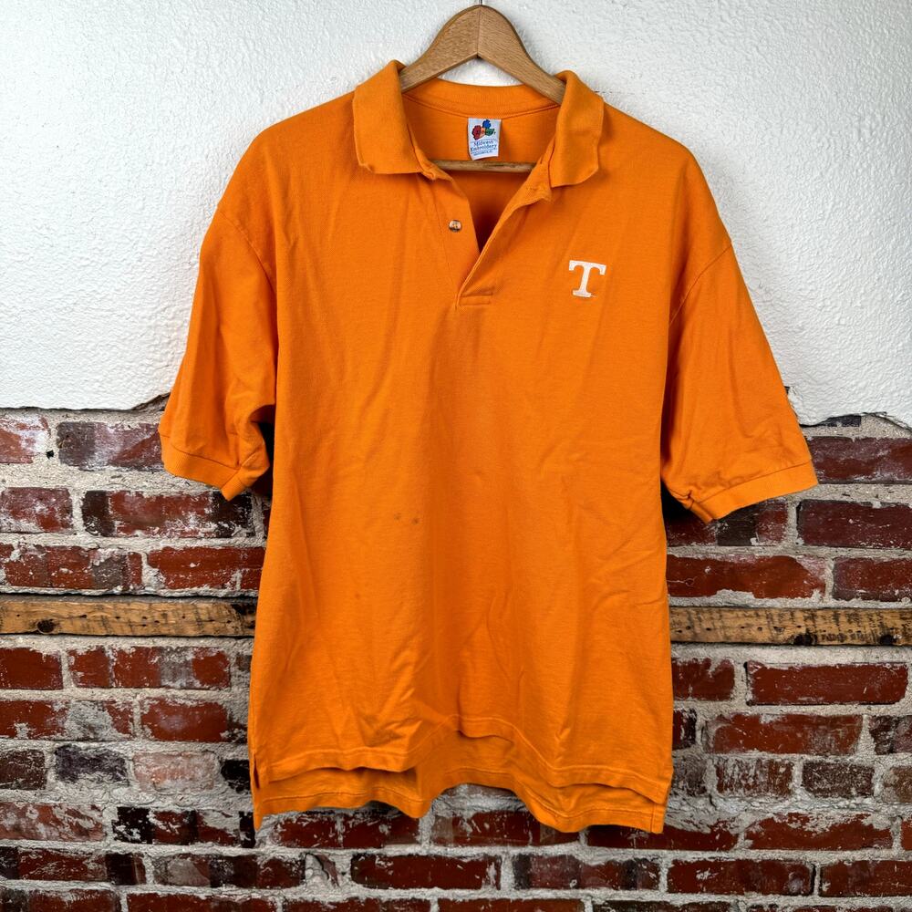 Vintage Tennessee Vols Shirt XL Orange Cotton Short Sleeve Polo Embroidered NCAA